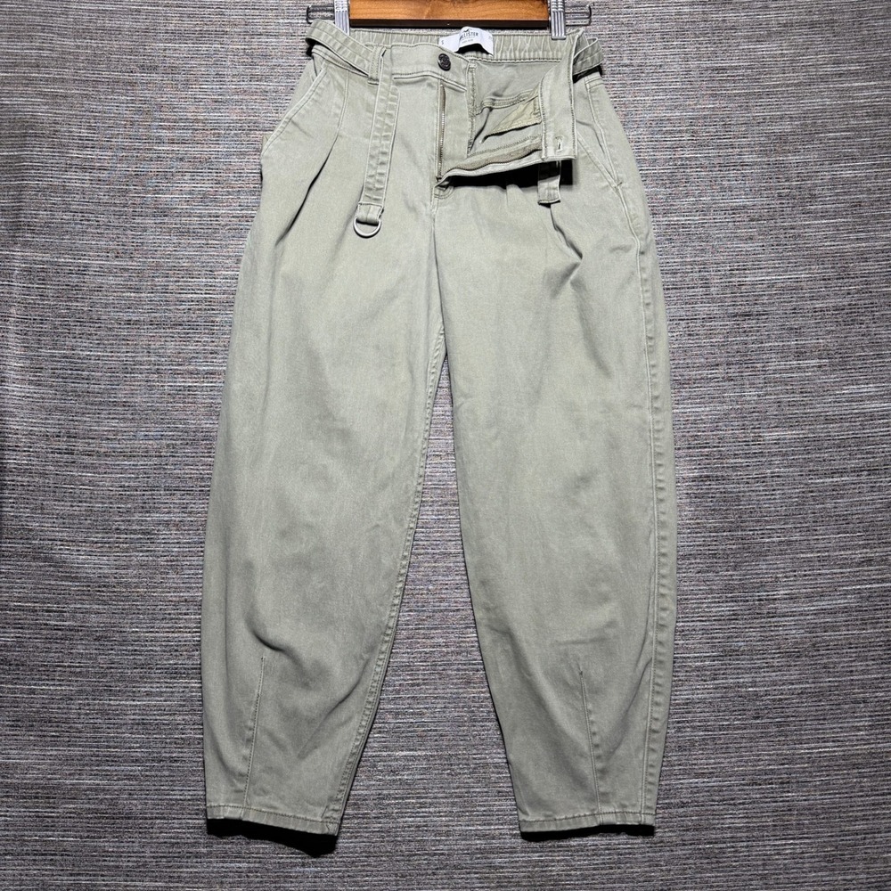 Hollister Pants Womens S Green High Rise D-Ring Belt Relaxed Utility Baggy